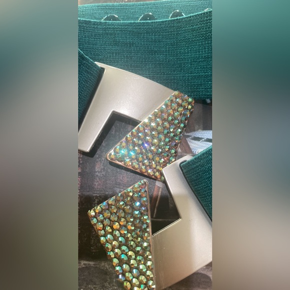 Equestrian stretchy Bling Belt in Teal with Rhinestones - Picture 7 of 8